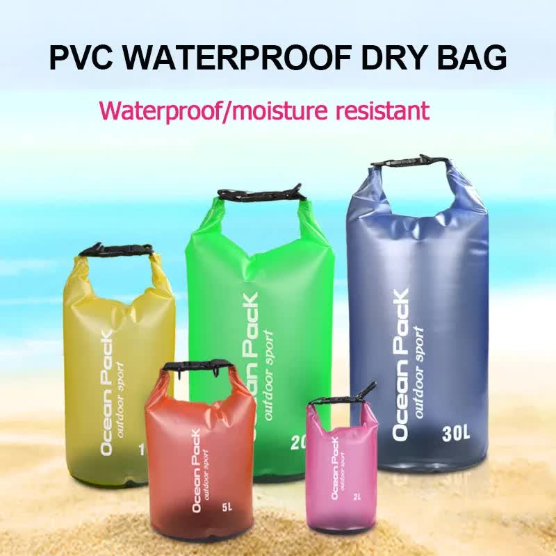 White 10L PVC Waterproof Swimming Bag Bonus with Waterproof Phone Pouch - Roll-Top Floating Dry Gear Bags for Beach, Kayaking & Outdoor Sports