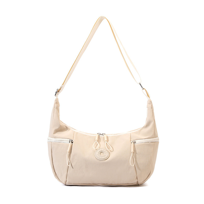 Beige Stylish & Lightweight Nylon Crossbody Bag for Women - Large Capacity Shoulder Hobo Bag with Water-Resistant Finish, Perfect for Travel & Daily Use