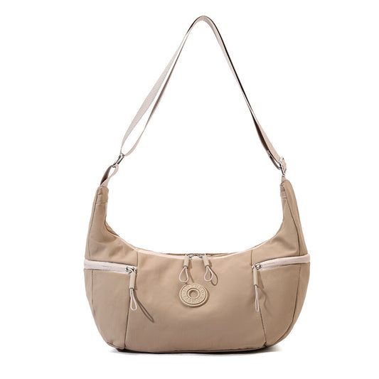Khaki Stylish & Lightweight Nylon Crossbody Bag for Women - Large Capacity Shoulder Hobo Bag with Water-Resistant Finish, Perfect for Travel & Daily Use
