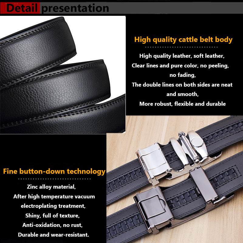 Valentine's Day Gift - Premium Men's Genuine Leather Automatic Buckle Belt - Business & Casual(Style 4)