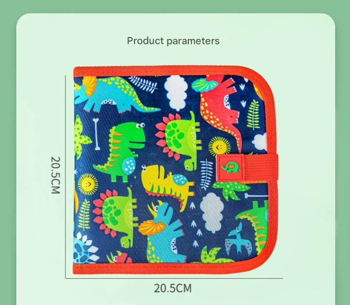 Red dinosaur Portable Reusable Drawing Board for Kids - erasable Doodle Book with Water Chalk Pens - Toddler Travel Activity Toy