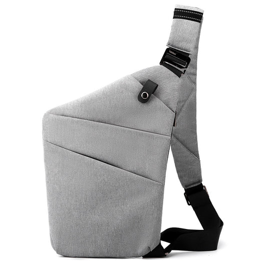 Grey Anti-theft Crossbody Sling Bag for Men & Women - Slim, Lightweight Chest Shoulder Pack for Travel & Daily Commute