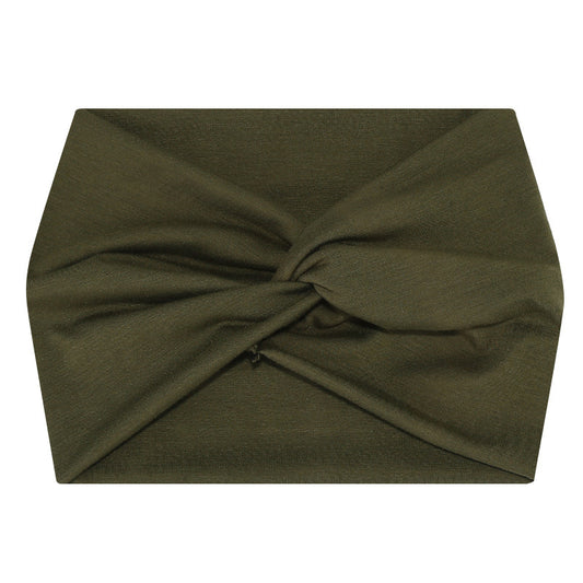 5-PCS Military green Women's Extra Wide Turban Headband - Elastic Yoga & Sports Hair Wrap