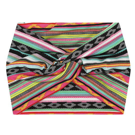 5-PCS Colorful stripes Women's Extra Wide Turban Headband - Elastic Yoga & Sports Hair Wrap