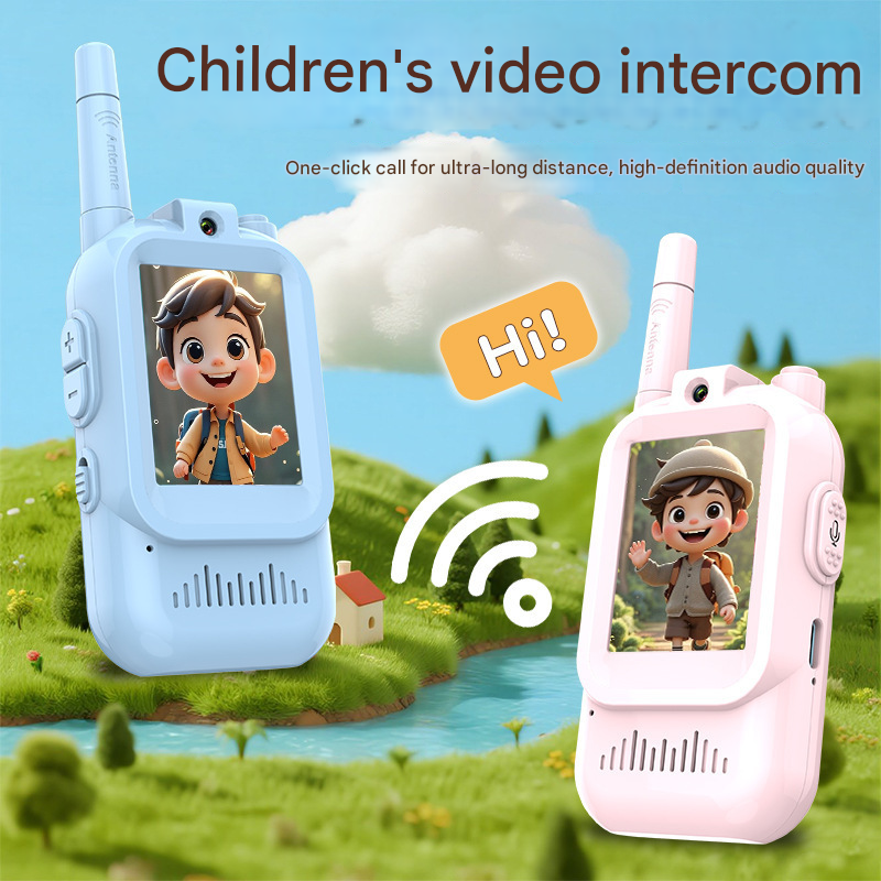 Kids Video Walkie Talkie 2-Pack with 2-inch Screen - Long Range, Clear Sound & Voice Changer for Outdoor Fun & Indoor Play