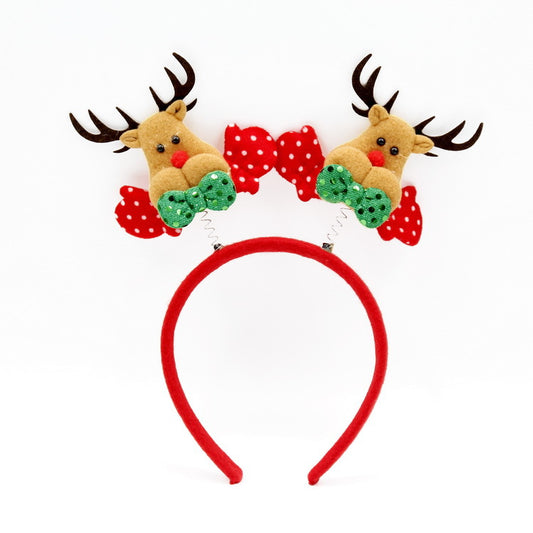 3-PCS Elk head Festive Christmas Headbands for Adults & Kids - Reindeer Antlers, Santa, Snowman & Christmas Tree Designs