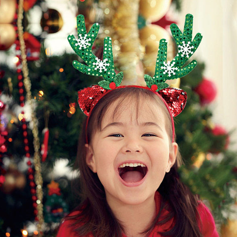 3-PCS Snowman Festive Christmas Headbands for Adults & Kids - Reindeer Antlers, Santa, Snowman & Christmas Tree Designs
