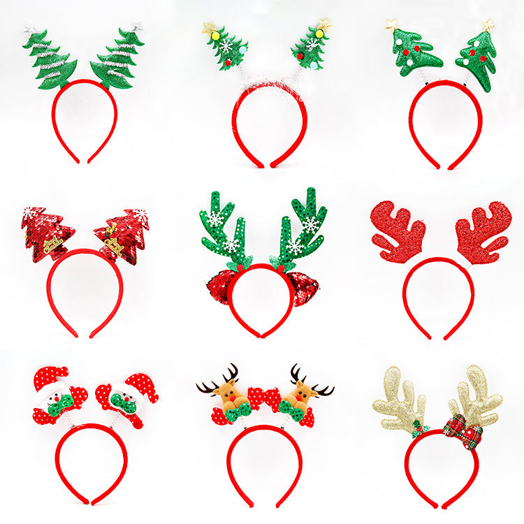 3-PCS Snowman Festive Christmas Headbands for Adults & Kids - Reindeer Antlers, Santa, Snowman & Christmas Tree Designs