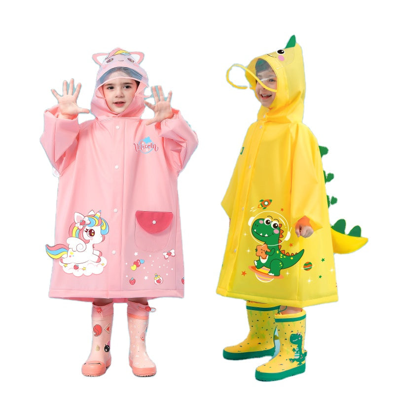 Pink unicorn  Kids Waterproof Raincoat with Expandable Backpack Slot Hooded Rain Jacket for Boys & Girls School & Outdoor(size:M)