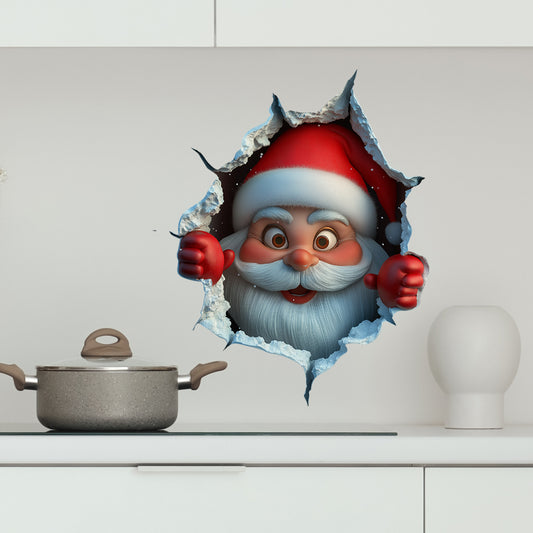 10 PCS Creative 3D Santa Claus Peeking Through Wall Christmas Wall Sticker for Australian Homes