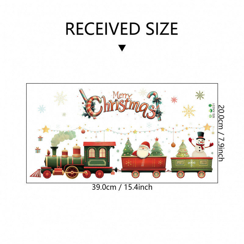 10 PCS Christmas Train with Santa & Snowman PVC Wall Sticker for Australian Shop Windows & Home Decor