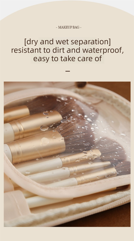 Black Large Capacity PU Leather Makeup Bag Dual Zipper Cosmetic Case Waterproof Travel Toiletry Organiser with Brush Compartment