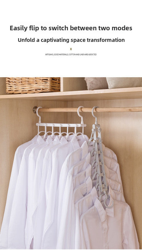 2-SET Space-Saving 6-in-1 Foldable Hanger Set Multi-Functional Closet Organizer Clothes Drying Rack with Pant Clips (Gray & Gray Clip Upgrade Edition) Ideal for Homes and Dorm Rooms