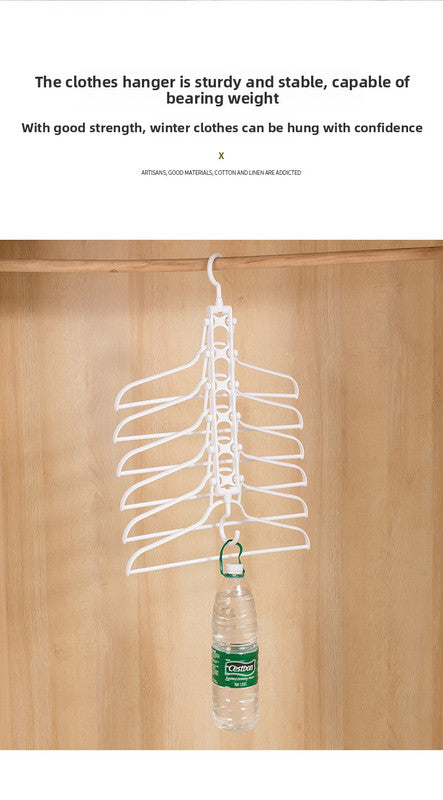 2-SET Space-Saving 6-in-1 Foldable Hanger Set Multi-Functional Closet Organizer Clothes Drying Rack with Pant Clips (Gray & Gray Clip Upgrade Edition) Ideal for Homes and Dorm Rooms