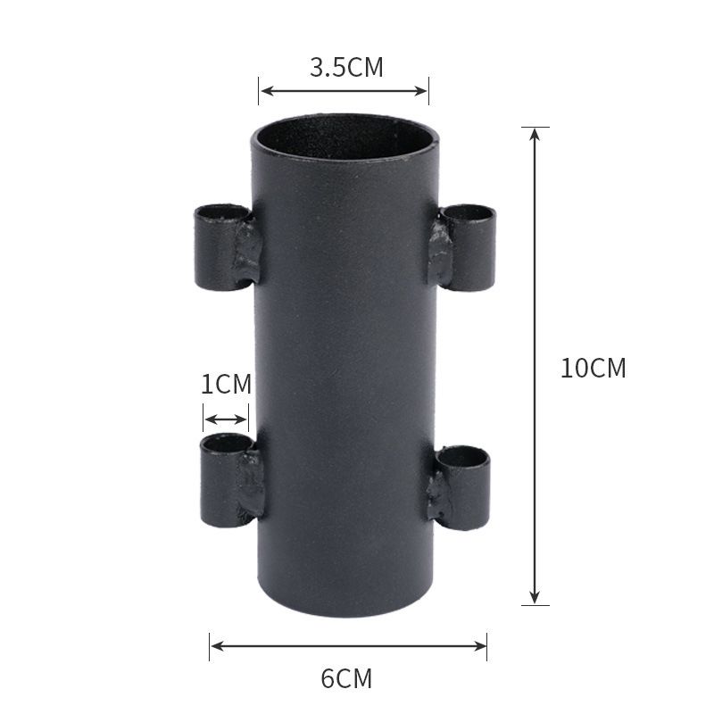 2 Pack Awning Pole Holder with 4 Ground Stakes Loops - Durable Iron Ground Support Brackets for Tent Poles up to 3.3cm Diameter, Outdoor Camping Canopy and Tarp Fixed Accessories