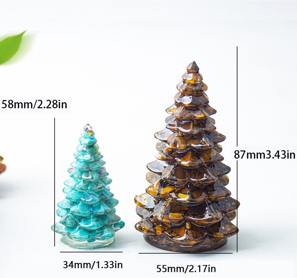 Lapis Lazuli Resin Crystal Christmas Tree Ornament - 55 x 87mm Large Size Decorative Gemstone Style Tabletop Tree for Festive Home Decor Gift Giving
