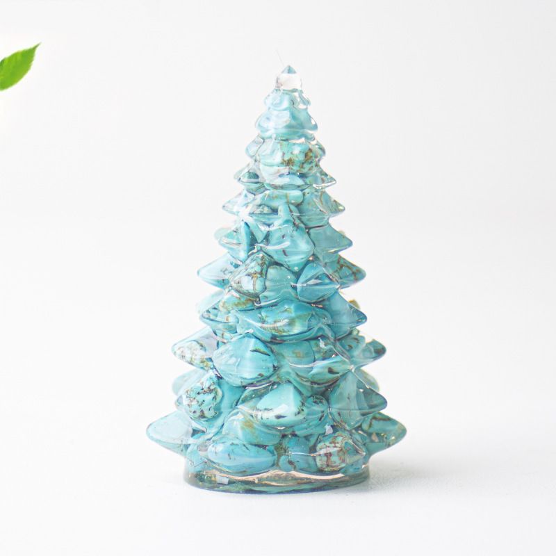 Lapis Lazuli Resin Crystal Christmas Tree Ornament - 55 x 87mm Large Size Decorative Gemstone Style Tabletop Tree for Festive Home Decor Gift Giving