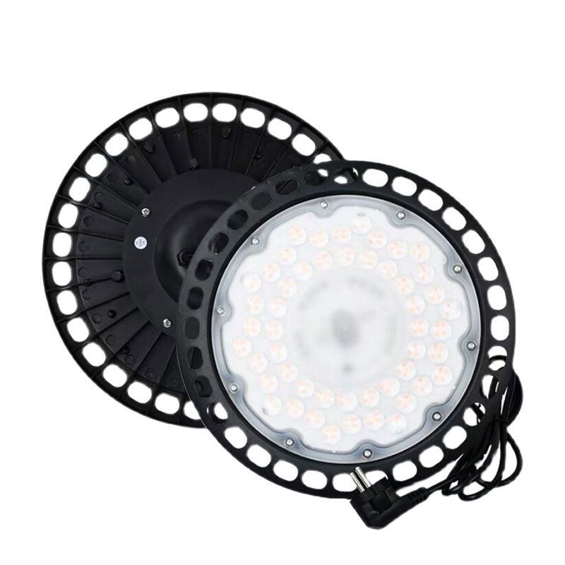 UFO LED High Bay Light 100W - Waterproof Industrial Warehouse Workshop Lighting with 50cm Hanging Chain, High Transparency Lamp Shade and Die-Cast Aluminium Housing