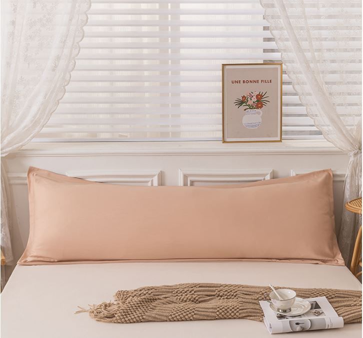48 x 180cm Champagne Washed Cotton Linen Long Pillowcase - Extra Long Soft Breathable Pillow Cover, Machine Washable for Double and Couple Pillows