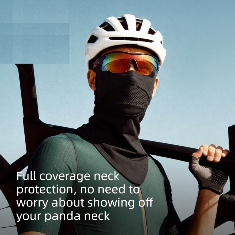 White Breathable Cycling Face Shield & Neck Gaiter - UV Protection Sun Mask with Mesh Nose Vent for Summer Sports