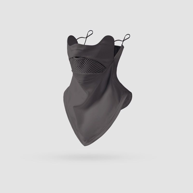Grey Breathable Cycling Face Shield & Neck Gaiter - UV Protection Sun Mask with Mesh Nose Vent for Summer Sports