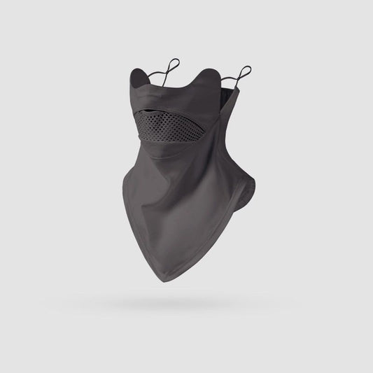 Grey Breathable Cycling Face Shield & Neck Gaiter - UV Protection Sun Mask with Mesh Nose Vent for Summer Sports