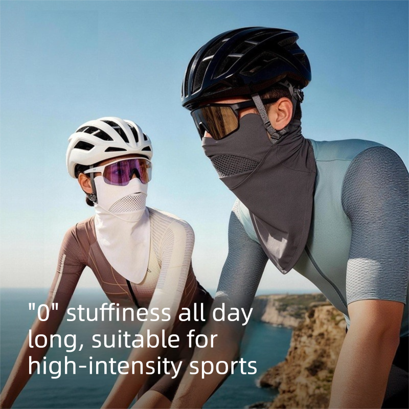 Grey Breathable Cycling Face Shield & Neck Gaiter - UV Protection Sun Mask with Mesh Nose Vent for Summer Sports