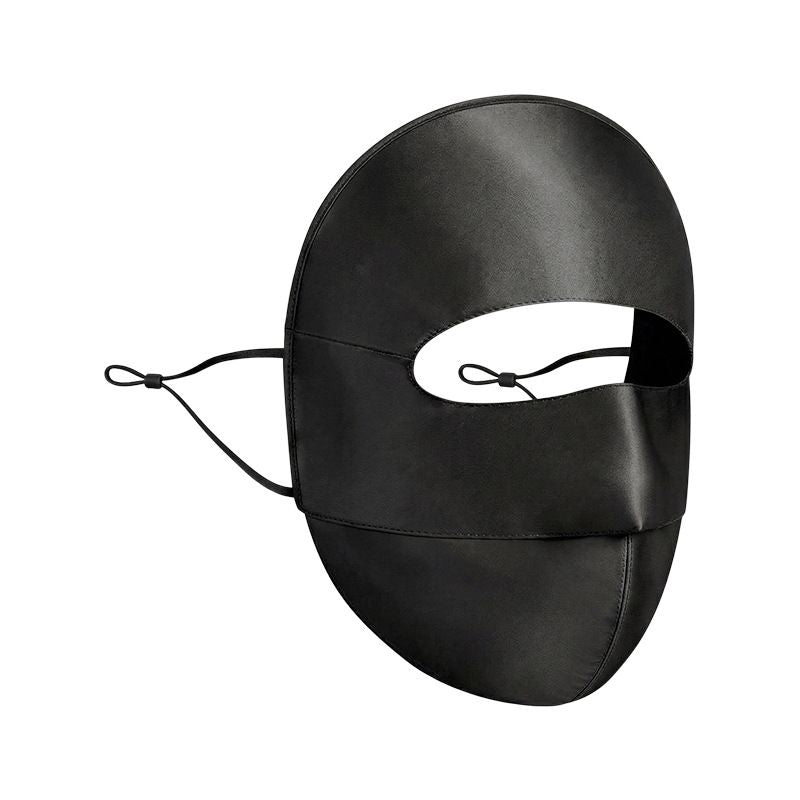 Black Luxurious Mulberry Silk Sun Protection Face Mask - Full Coverage Cooling Shield with Soft Wire Support