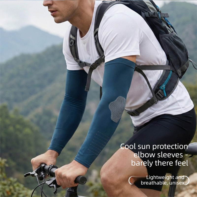 2 pairs White Cooling Arm Sleeves  Sun Protection - Nylon Spandex Blend - Lightweight Compression Elbow Support for Cycling Running Driving Outdoor Sports Heat Relief Breathable Fit