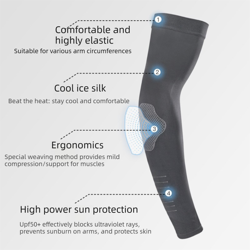 2 pairs White Cooling Arm Sleeves  Sun Protection - Nylon Spandex Blend - Lightweight Compression Elbow Support for Cycling Running Driving Outdoor Sports Heat Relief Breathable Fit