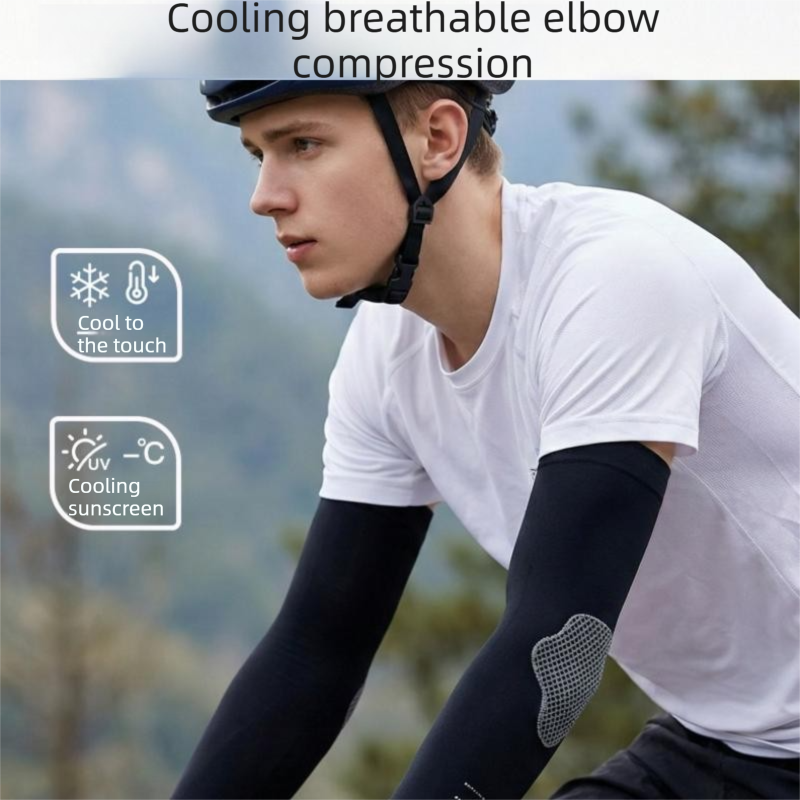 2 pairs White Cooling Arm Sleeves  Sun Protection - Nylon Spandex Blend - Lightweight Compression Elbow Support for Cycling Running Driving Outdoor Sports Heat Relief Breathable Fit