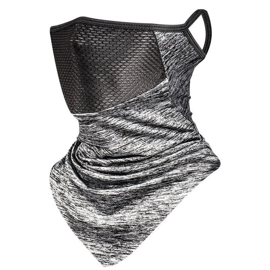 Cooling Neck Gaiter Face Cover - Light Grey Breathable Mesh Outdoor Sun Scarf with Ear Loops, Multi-Way Bandana for Cycling, Running, Hiking and Summer Activities