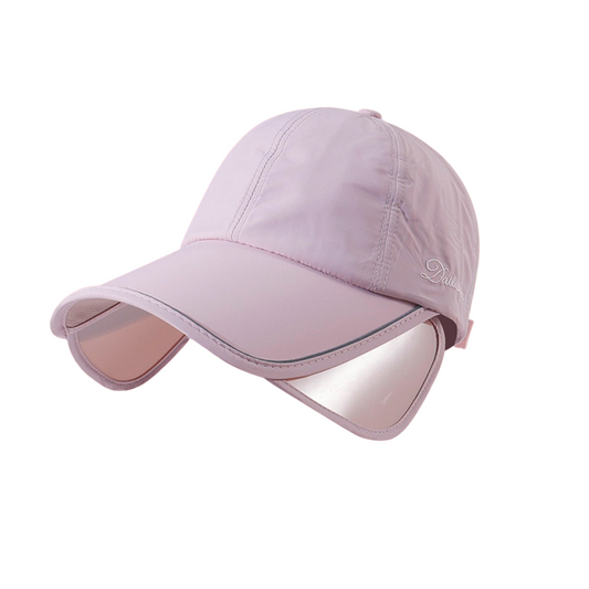 Women's Wide Brim Sun Cap - Pink 58-60cm Adjustable Outdoor Sports Hat with 10.5cm Brim, Side Face Panels and Breathable Semi Open Crown for Golf, Walking and Travel
