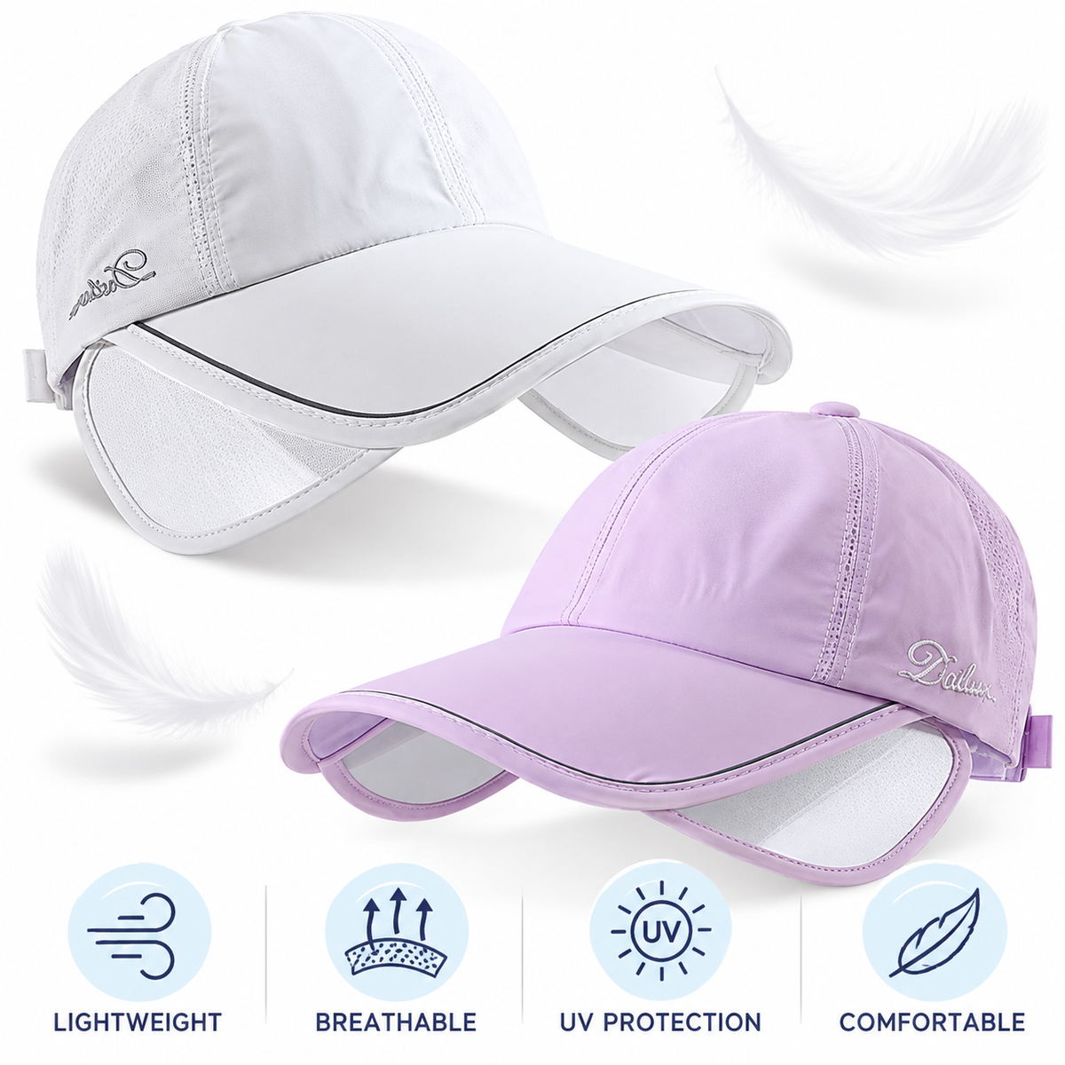 Women's Wide Brim Sun Cap - Purple 58-60cm Adjustable Outdoor Sports Hat with 10.5cm Brim, Side Face Panels and Breathable Semi Open Crown for Golf, Walking and Travel