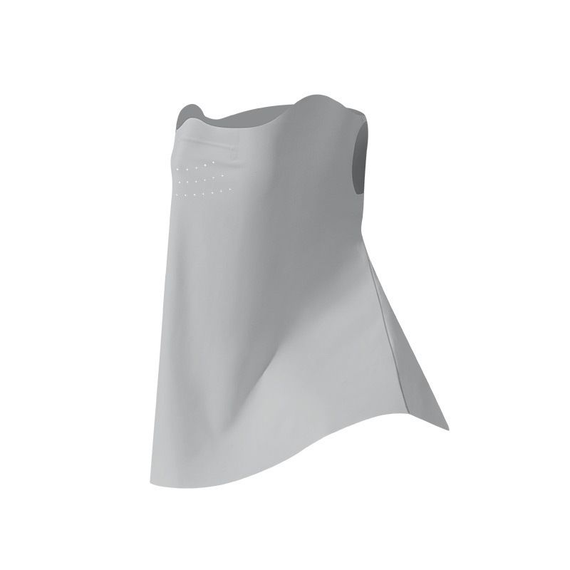 Light Gray Breathable Sun Face Cover with Neck Drape - Lightweight Outdoor Face Mask with Ear Loops, Nose Bridge Strip and Vent Holes for Cycling, Fishing and Hiking