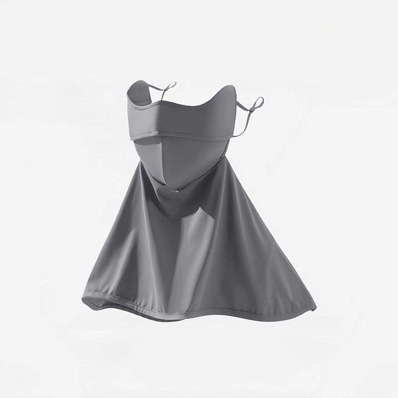 Dark Gray Women’s Extended Sun Face Cover with Neck Drape - Breathable Outdoor Mask with Adjustable Ear Loops, Nose Vent and Structured Face Support for Cycling, Driving and Fishing
