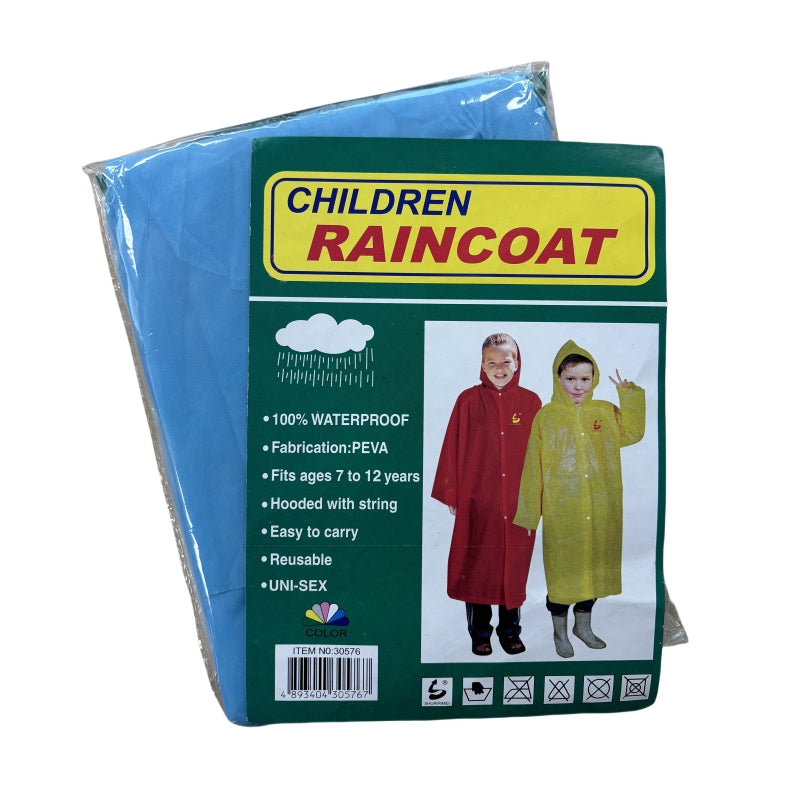 2 PCs of PEVA CHILDS' RAINCOATs fits 7~12years - 2x Blue