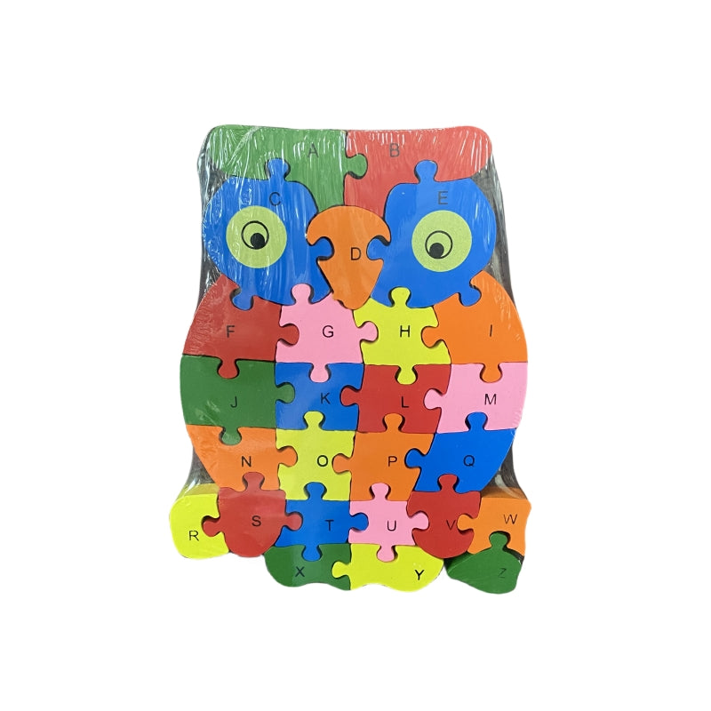 WOODEN ANIMAL PUZZLES ALPHABET AND NUMBER ASSORTED - Elephant