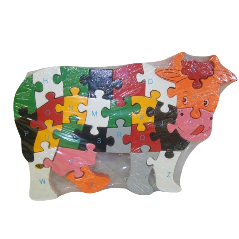 WOODEN ANIMAL PUZZLES ALPHABET AND NUMBER ASSORTED - Elephant