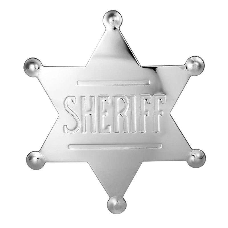 METAL SHERIFF BADGE ASSORTED COLOURS - Silver