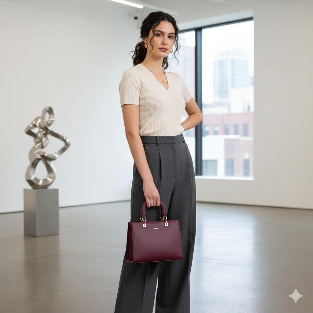 Bagco Valette Leather Satchel-Beige