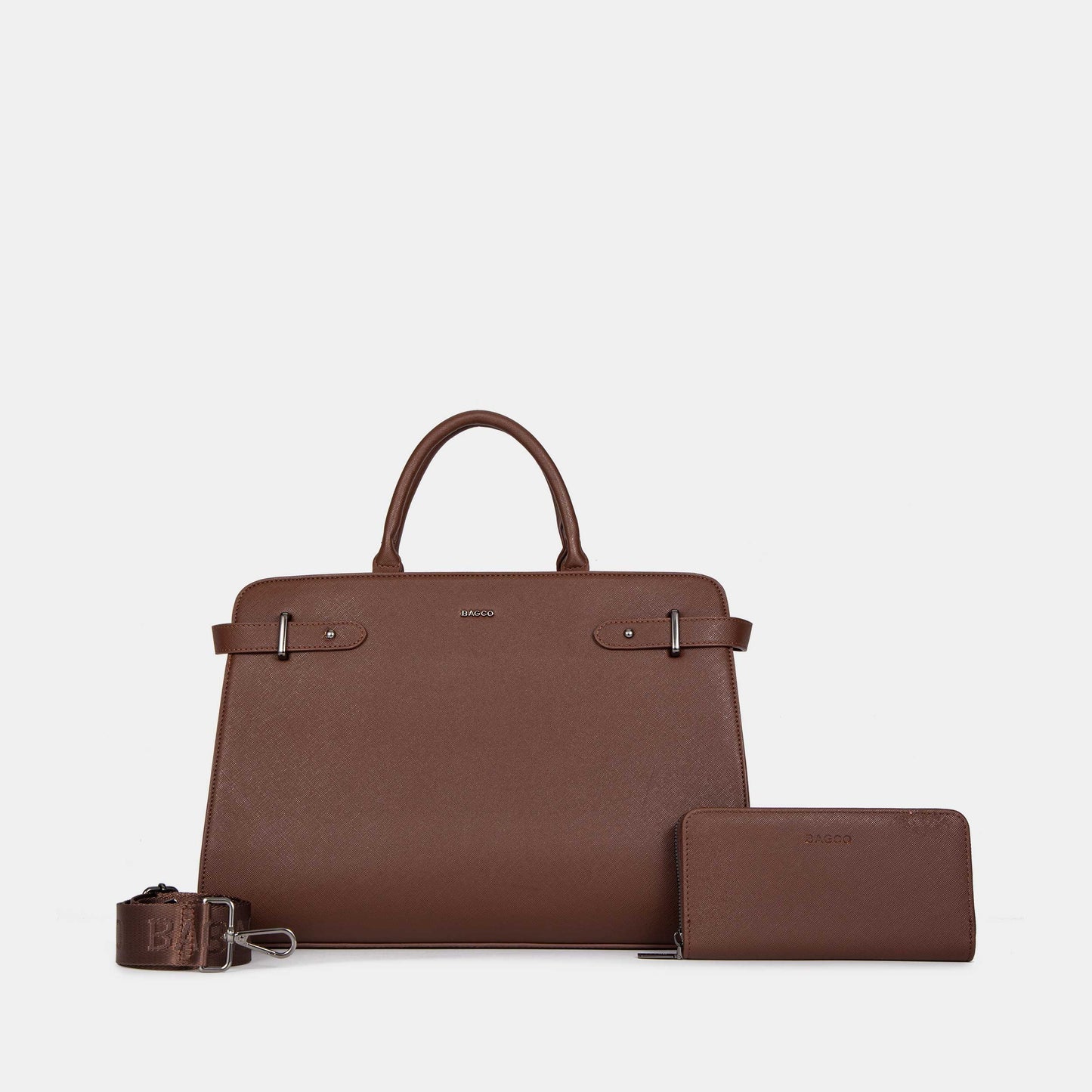 Bagco Bravura Leather Tote Set-Wine Red