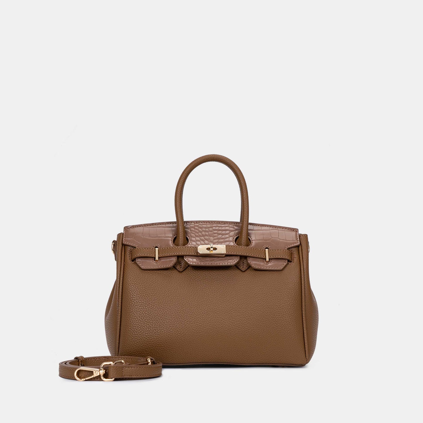 Chrisbella Elodie Leather Satchel-Khaki
