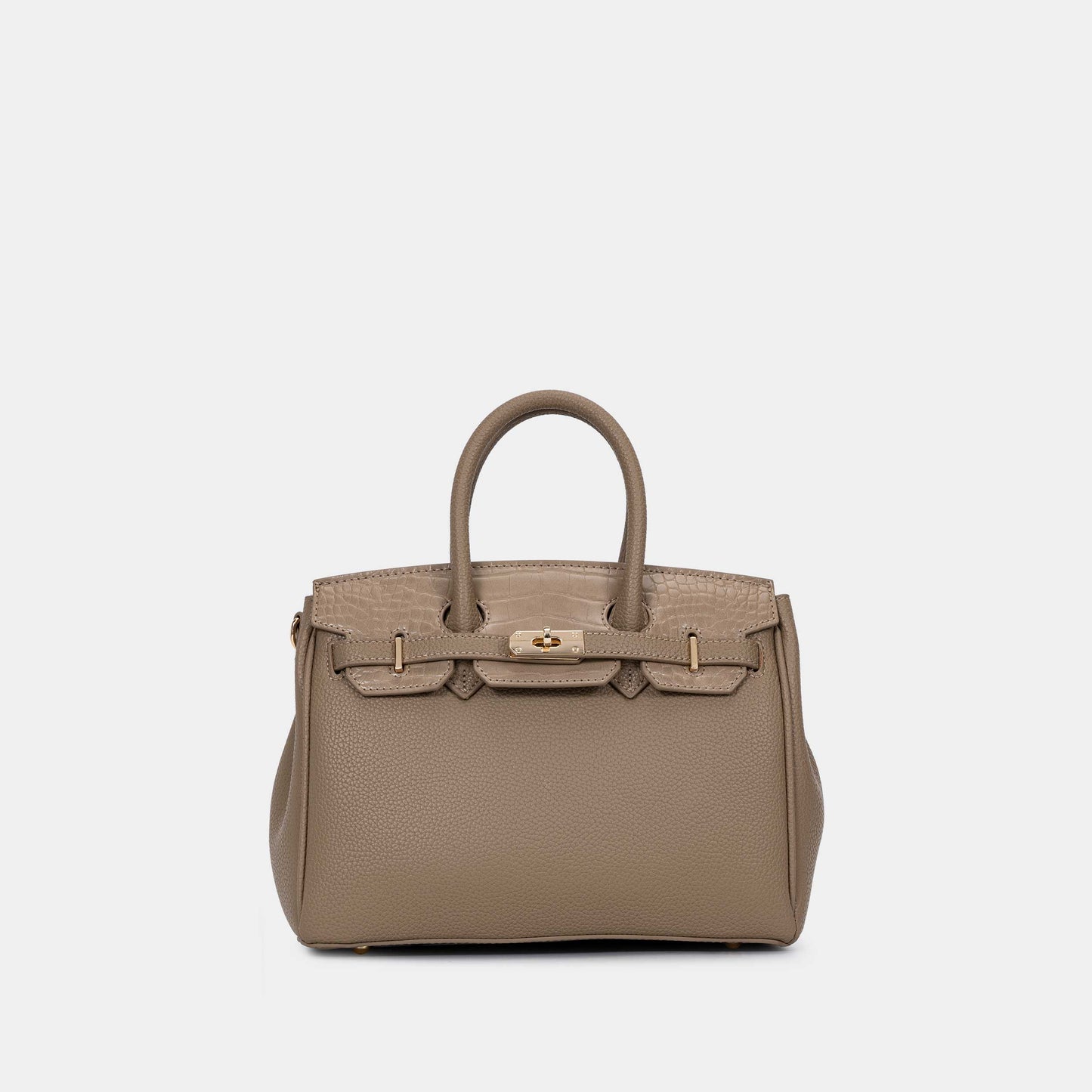 Chrisbella Elodie Leather Satchel-Mud