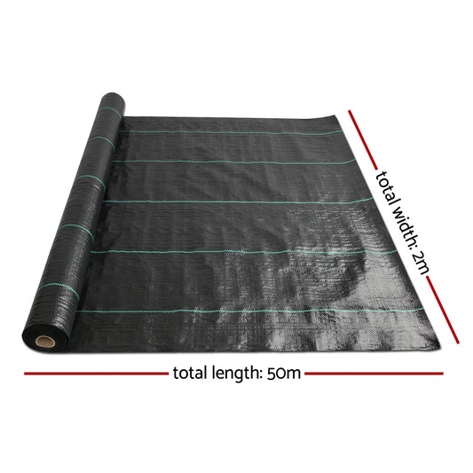 Instahut 2x50m Weed Mat 110GSM Weed Control Mat Plant